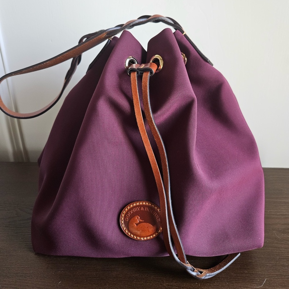 Dooney & Bourke Burgundy Fabric Drawstring Bucket Bsg